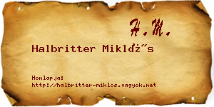 Halbritter Miklós névjegykártya